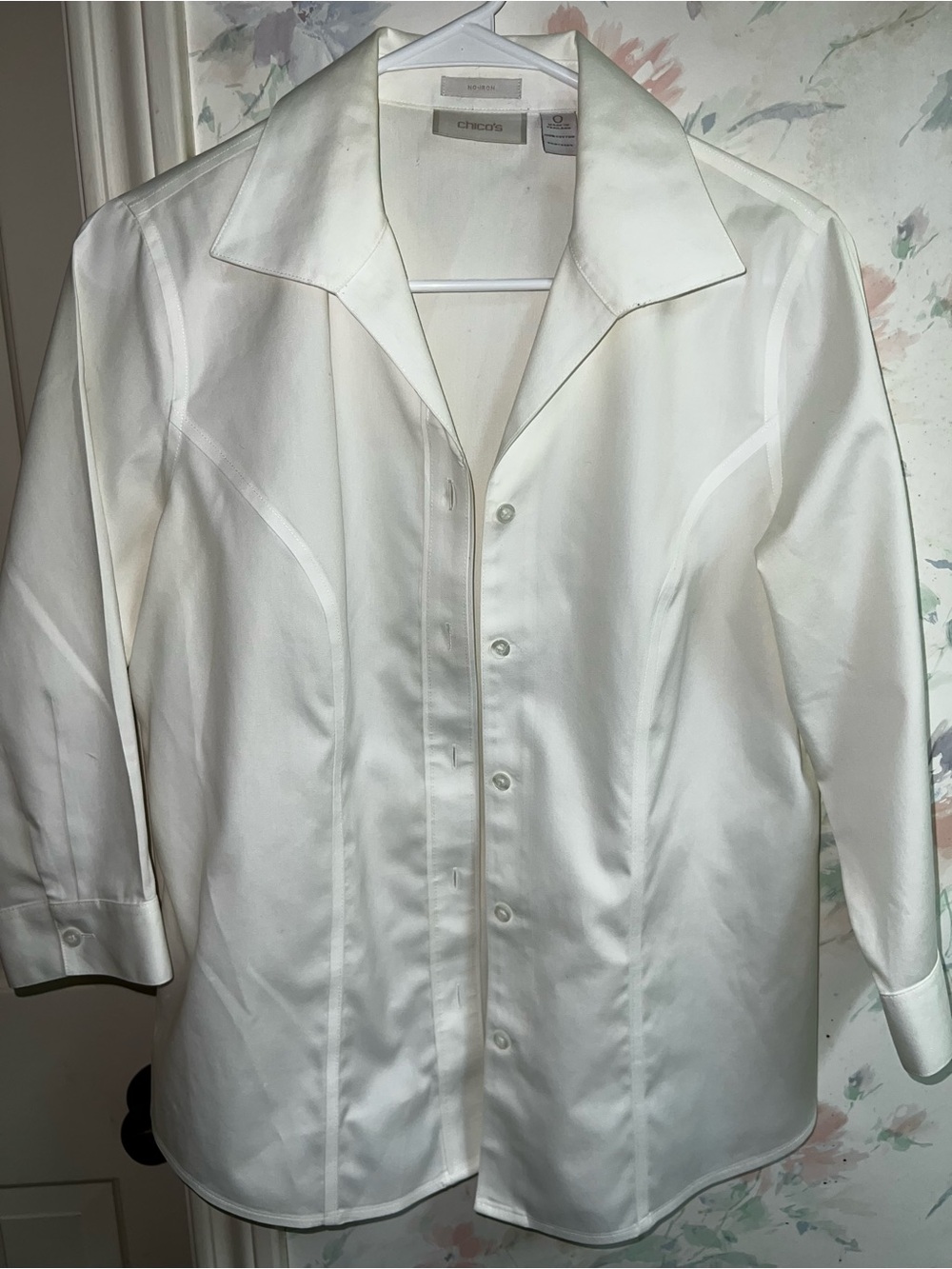 Chico's Ivory Button-Front Dress Shirt